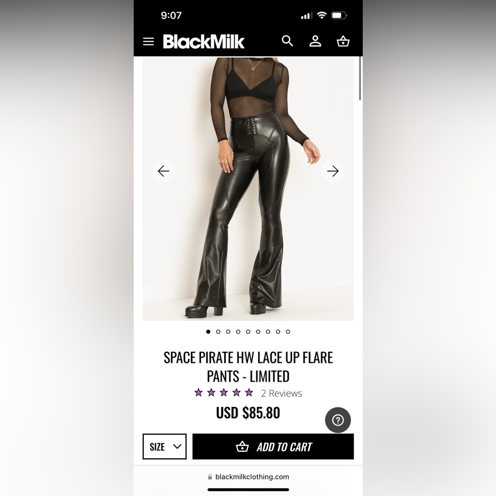 NWT Large Blackmilk Space Pirate faux leather pants